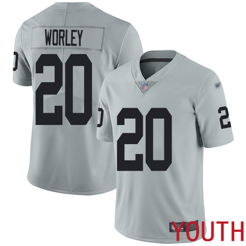 Oakland Raiders Limited Silver Youth Daryl Worley Jersey NFL Football #20 Inverted Legend Jersey